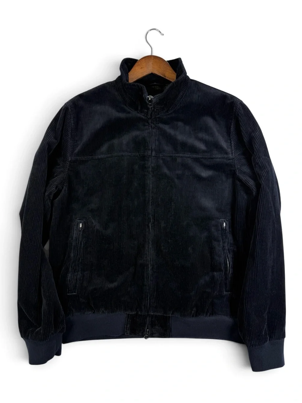 J.Crew Dark Navy Corduroy Bomber Jacket Plaid Wool Lined Men’s Medium NWT